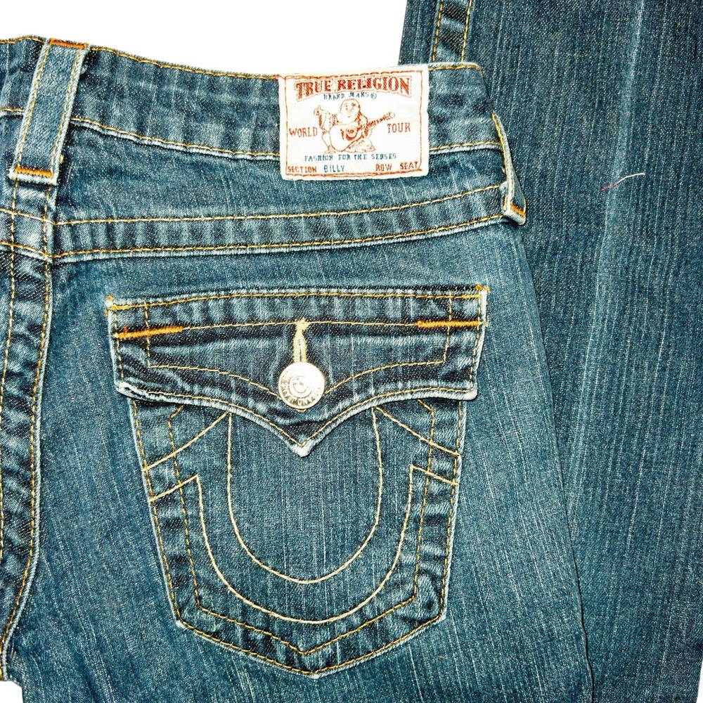 True Religion Billy Straight Jeans Womens Size 27 Western Rodeo School Denim - Picture 3 of 14